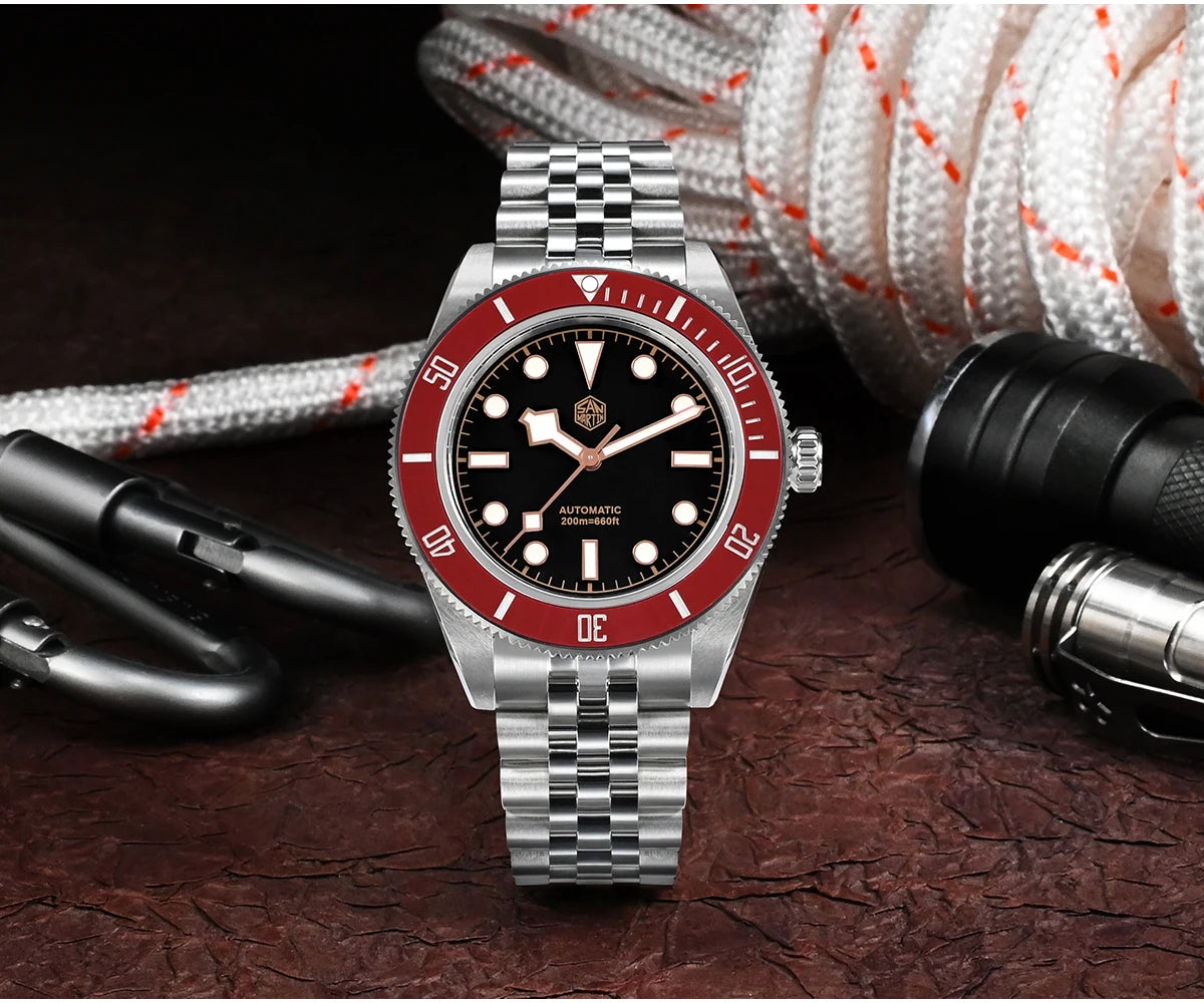 San Martin New 40mm BB Diver Watch Top Brand Classic Mens Watches NH35 Automatic Mechanical Sapphire Waterproof Reloj SN0128