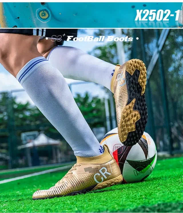 Scarpe da calcio per bambini antiurto sulla punta, chiusura con lacci, tacchetti corti antiscivolo, resistenti all’usura e traspiranti, per partite su erba all’aperto