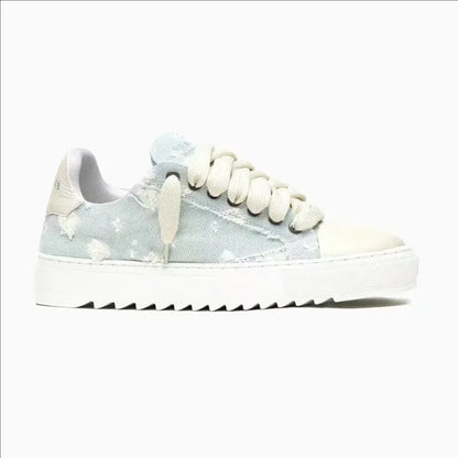 Chaussures de skate décontractées et respirantes pour hommes, semelle épaisse, baskets de sport polyvalentes, en toile grise denim imprimée, style spray, chaussures en toile