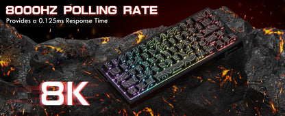 ATTACK SHARK X68PRO HE 60% Wireless Rapid Trigger Gaming Keyboard,Adjustable Actuation,8K,Hall Effect Magnetic Switch,Tri-mode