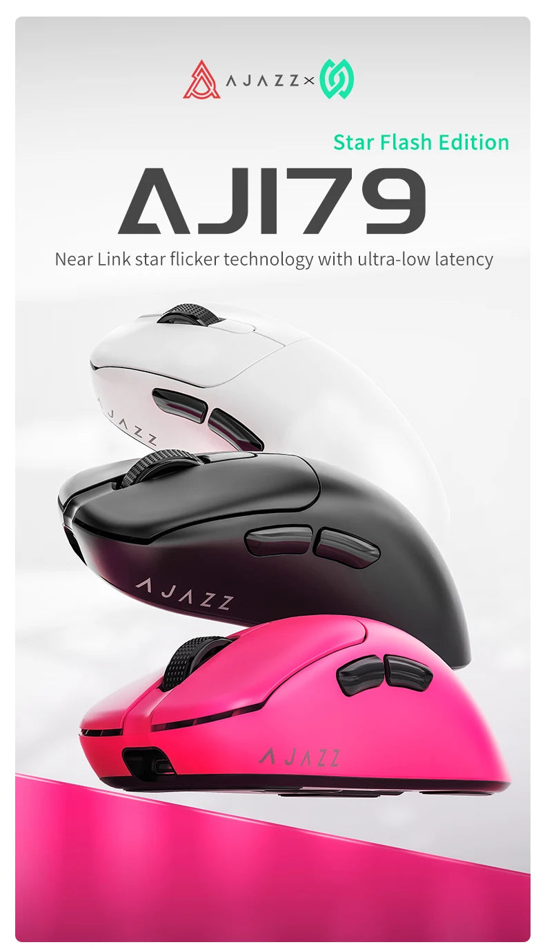 Rato sem fios AJAZZ AJ179 NL Star Flash Version 3Mode, baixa latência, bateria de longa duração, leve, personalizável, para escritório e gaming