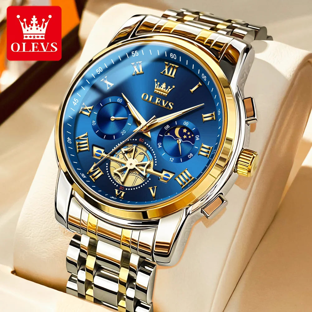 OLEVS 2859 Men’s Watch – A classic and luxurious model with Roman numerals, multifunctional, water-resistant, luminescent dial and high-quality quartz movement.