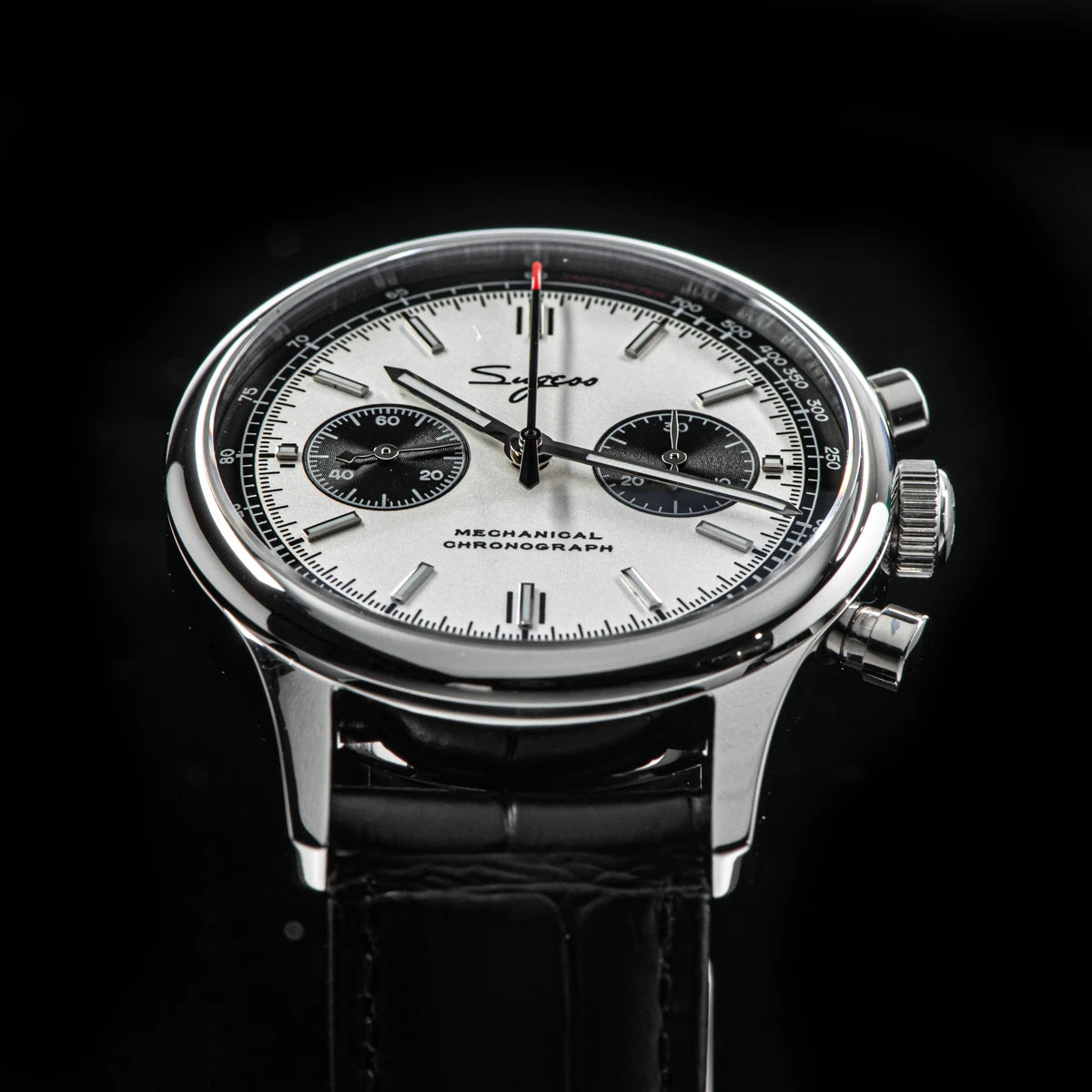 40mm Men's Army Watch 1963 Pilot Mechanical Sugess Panda Wristwatch Sapphire Air Force Watch Chronograph Official ST1901 Movement