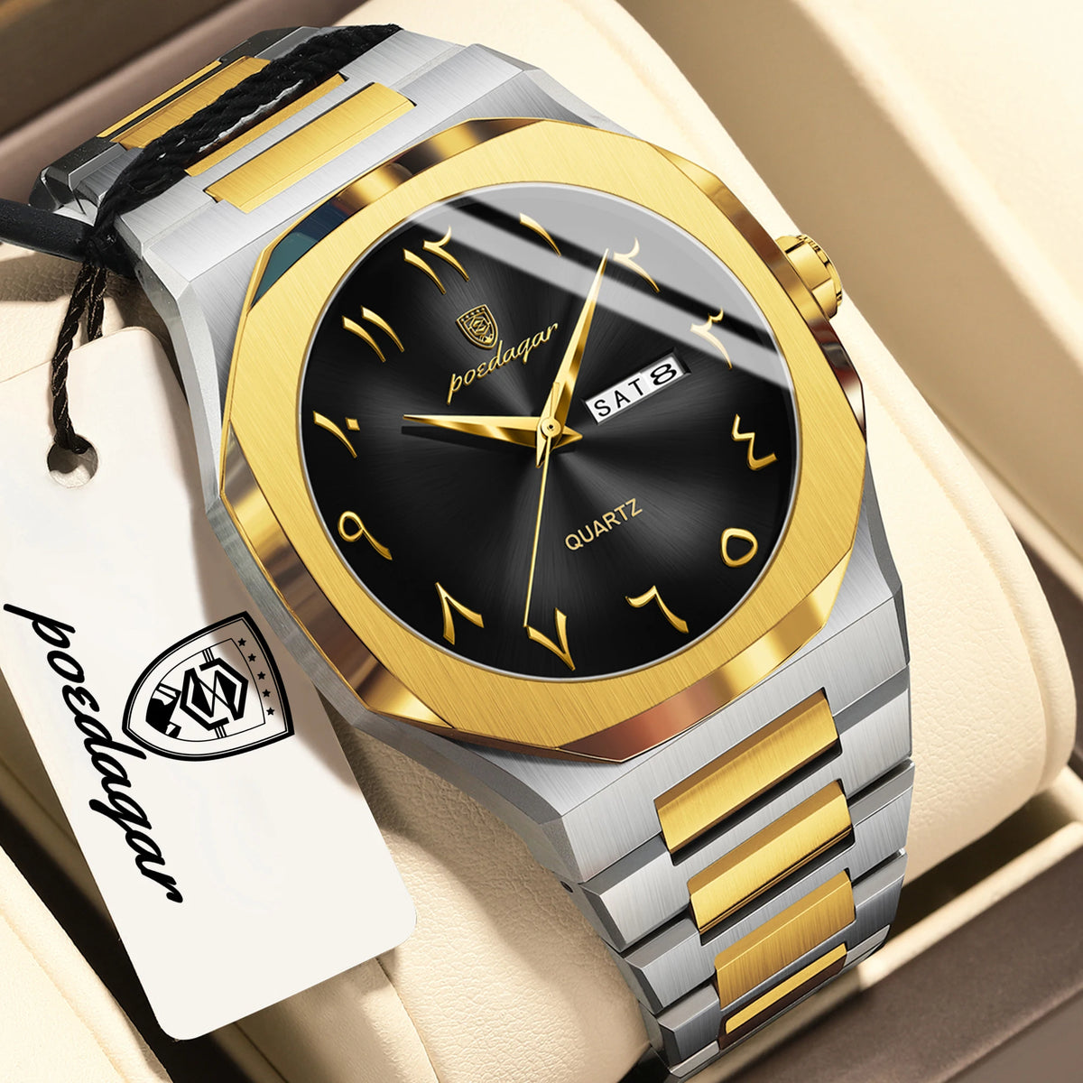 POEDAGAR luxury men’s quartz watch, water-resistant, stainless steel, men’s watch, day-date, business watches for men, Reloj Hombre