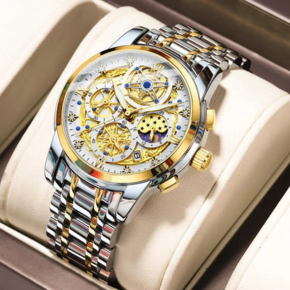 POEDAGAR Top Fashion Men's Watches Stainless Steel Date Chronograph Business Quartz Men Wristwatch Waterproof Luminous Man Watch