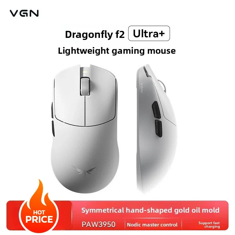 VGN Dragonfly F2 ProMax/Ultra esport gamer egér 42000DPI 0.125ms CSGO-hoz, alacsony késleltetésű, vezetékes/vezeték nélküli, dupla 8K, 3 mód, PAW3395/3950