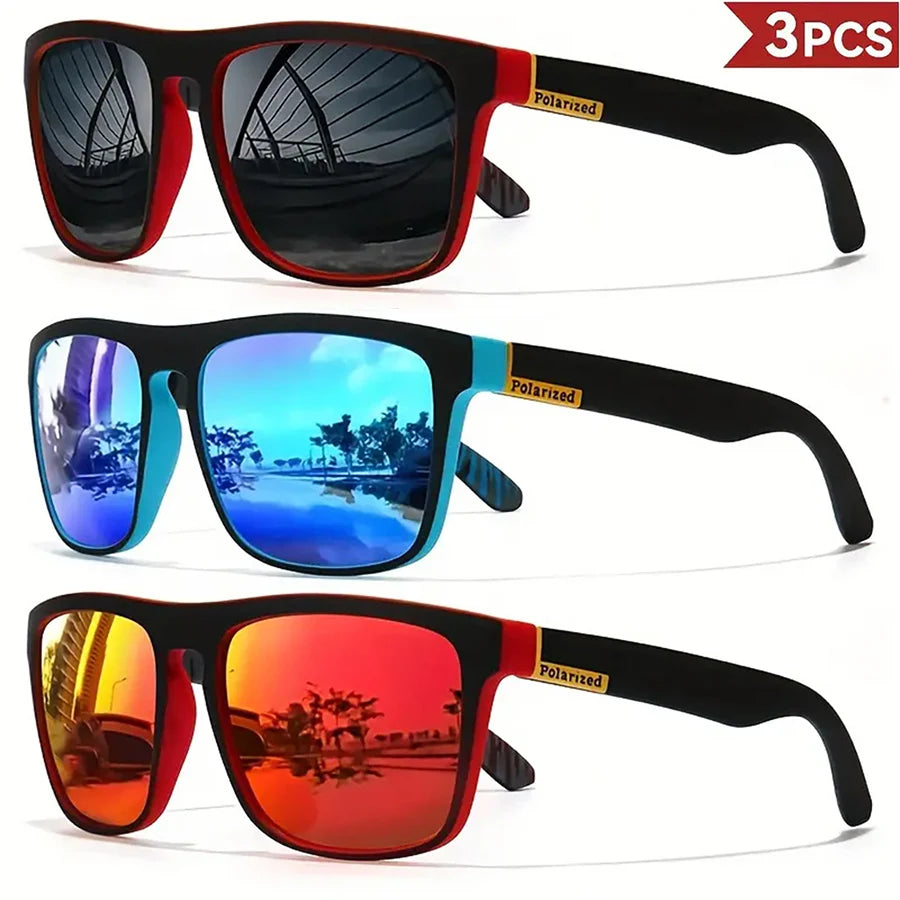 1/3/4PCS Men Classical Square Sports Sunglasses Lightweight PC Frame UV400 for Driving Fishing Cycling Unisex Durability