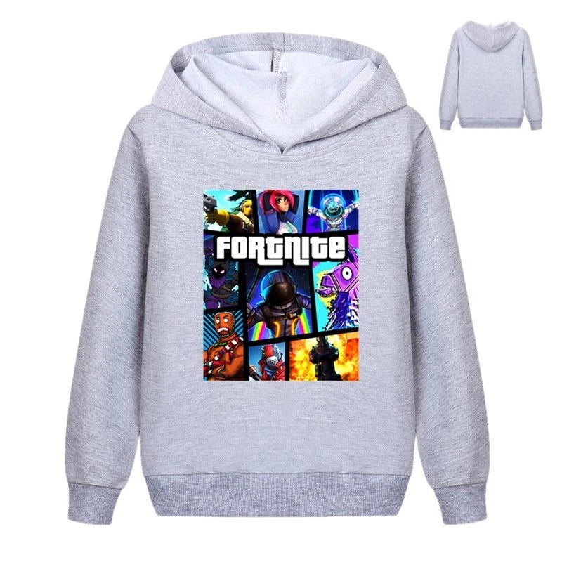 Felpe con cappuccio per bambini Fortnite con stampa game, cartoon, comode, vestibilità ampia, maniche lunghe, abbigliamento autunno-inverno