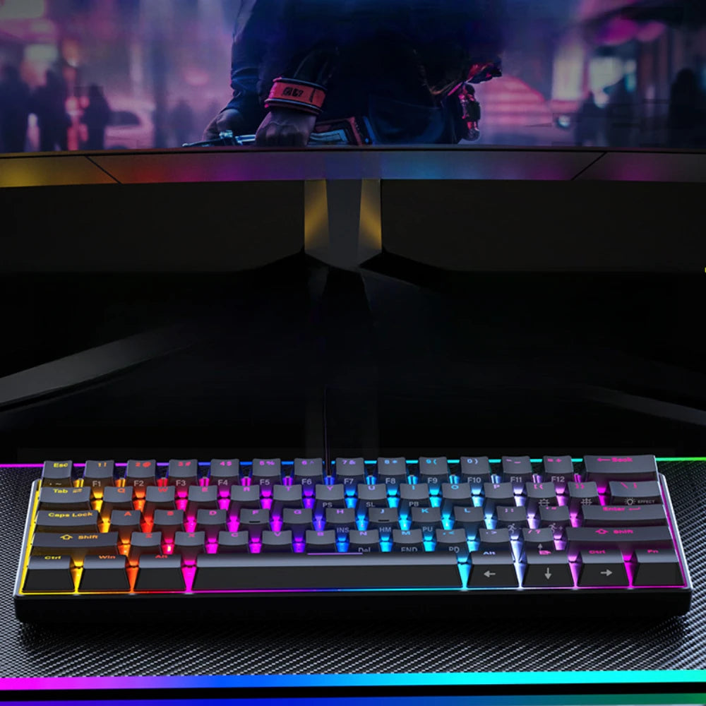 Wired Mechanical keyboard gaming 60 clavier blanc key board office all white tastiera meccanica teclado blanco gamer teclados