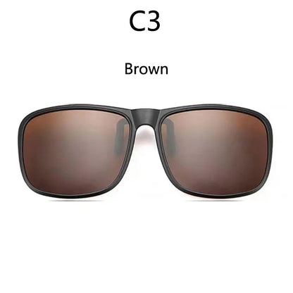 BOYSEEN Polarized Flip Clip Sunglasses Driving Dark UV400 Photochromic Anti Glare Lens Sun Glasses Car Driver Vintage Square