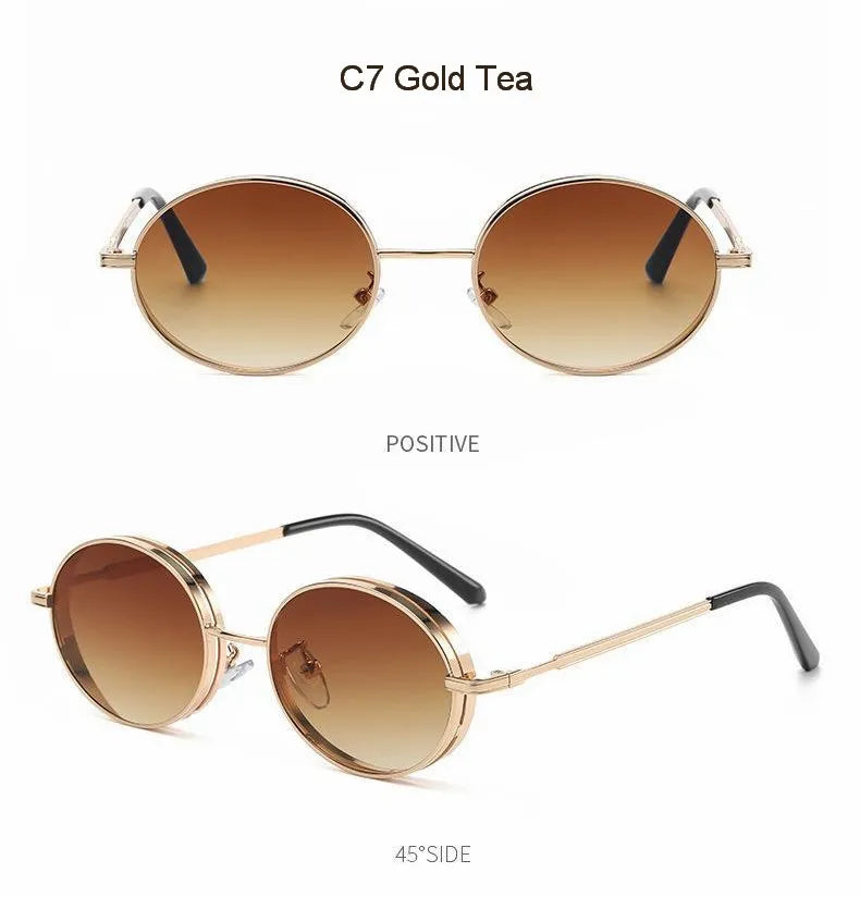 Oval Steampunk Sunglasses For Women Retro Sun Glasses Male Female Brand Designer Metal Frame Eyewear Lentes De Sol Mujer