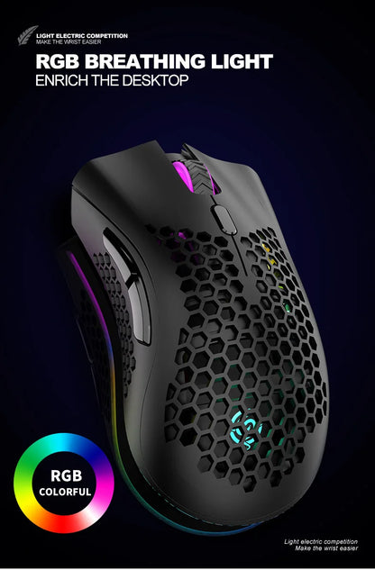 BM600 Rechargeable USB 2.4G Wireless RGB Light Honeycomb Gaming Mouse Desktop PC Computers Notebook Laptop Mice Mause Gamer