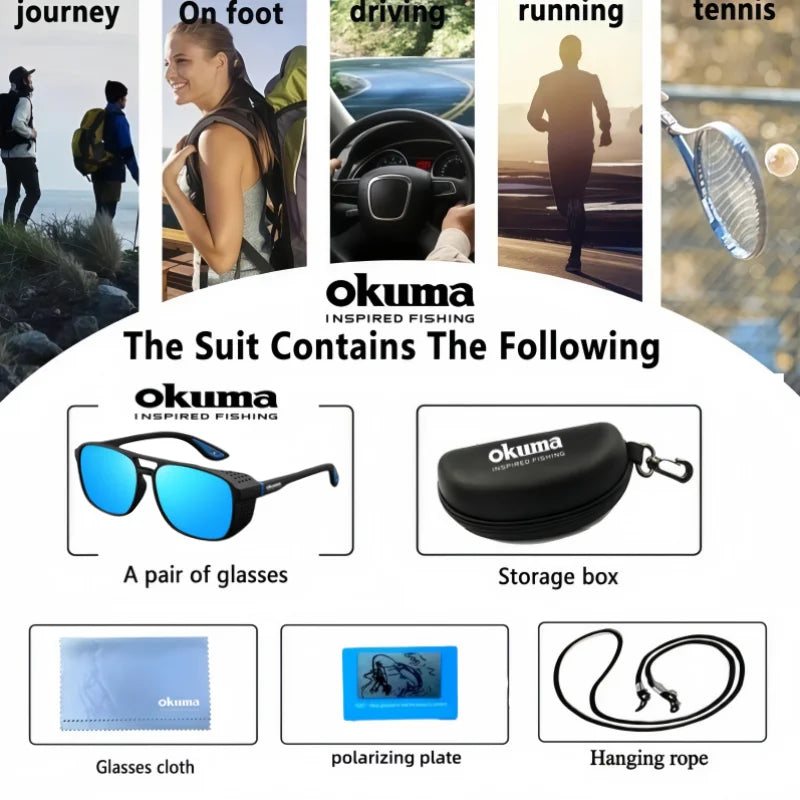 Okuma Fashion Polarized Glasses UV400 Anti Stray Light, Suitable for Cycling, Driving, Fishing, Mountaineering, Hunting, etc