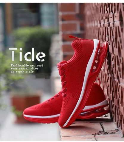 Red Cheap Running Shoes for Men Women Breathable Weave Air Cushion Sneakers Big Size 35-46 Men Lightweight Sports Shoes Trainers