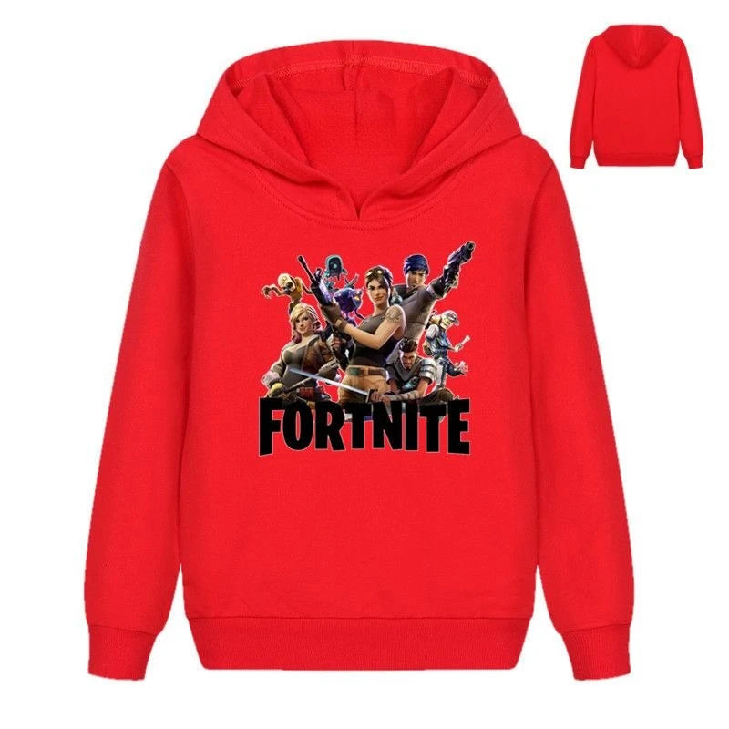 Felpe con cappuccio per bambini Fortnite con stampa game, cartoon, comode, vestibilità ampia, maniche lunghe, abbigliamento autunno-inverno