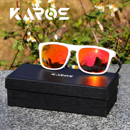 Karos Vintage Polarized Sunglasses Fashion Square Travel Driving Fishing Glasses Men Women Sports UV400 Eyewear Box YZ2024WB