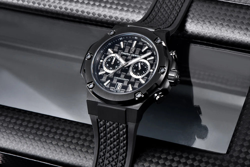 PAGANI DESIGN men’s quartz watches – Luxury sports chronograph, water-resistant, featuring luminescent hands and a sapphire crystal with anti-reflective coating