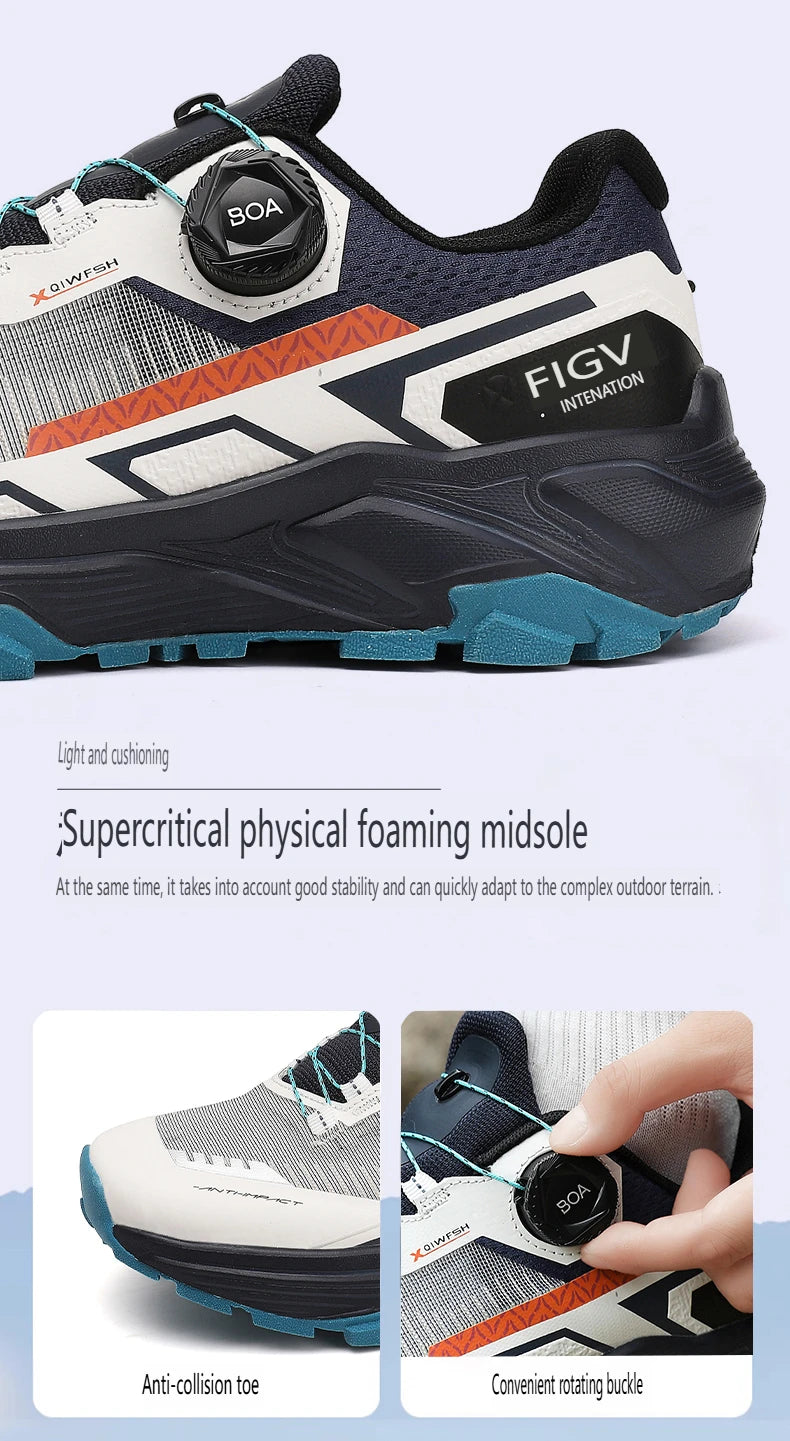 Spring & Summer Men's Running Shoes Outdoor Hiking, Wear-Resistant Trail Shoes with BOA Closure, Breathable Sports & Casual Style
