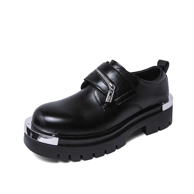 Men's Thick-Soled Leather Shoes Designer's Personalized Style Leisure Party Office Outdoor Fashion Street Black White Shoes