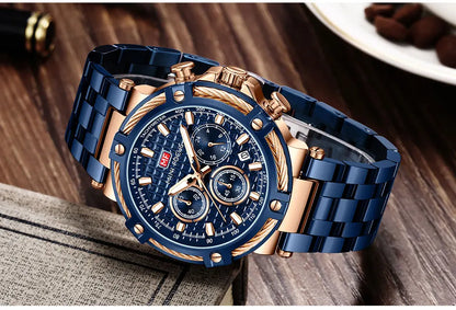 MINI FOCUS Black Stainless Steel Quartz Watch Men Fashion Luminous Dress Wristwatch with Date 24-hour Display Chronograph 0470