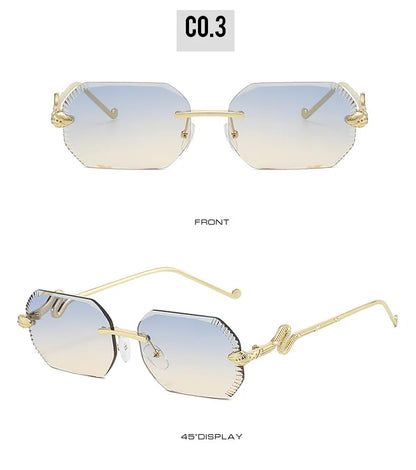 Fashion snake-shaped metal decorative sunglasses - unisex irregular frame, UV protection, sunshades