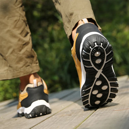 Sapatos casuais em pele para homem, ténis leves de caminhada para primavera, outono e inverno