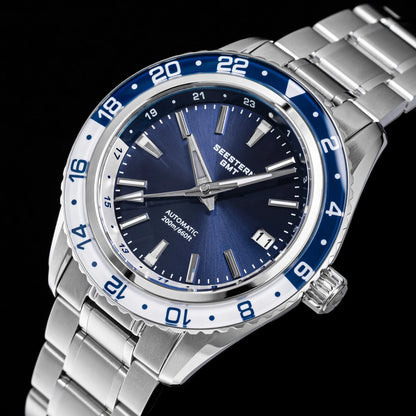 SEESTERN Men of Watch Office GMT Automatic NH34 Movement Sapphire Glass Bezel 20bar Waterproof Diver Mechanical Wristwatch S456