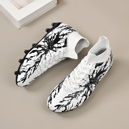 Chaussures de football AG FG pour hommes, tige en PU souple, structure de crampons renforcée, pour adultes, pour les matchs et entraînements de football en plein air sur pelouse.