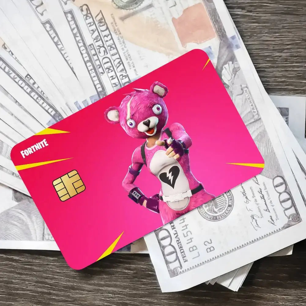 Cuddle Team Leader Fortnite Game Card Stickers for Bank Access Protective Waterproof Film Cover Sticker Surprise Gift