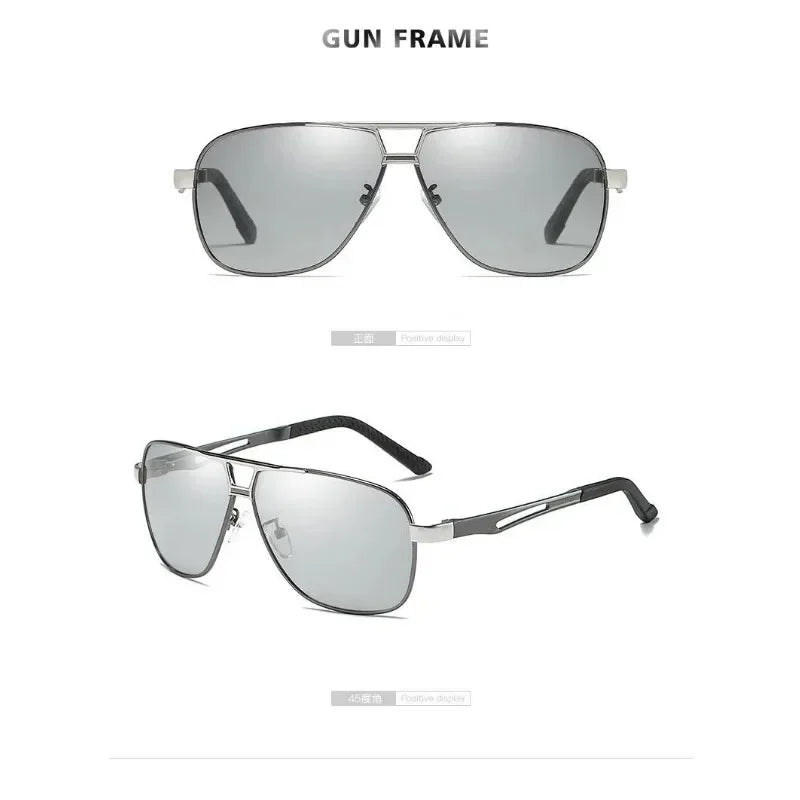 1PC Top Aluminum Magnesium Square Polarized  Photochromic Sunglasses Men Sun Glasses Safety Driving Oculos De Sol Masculino