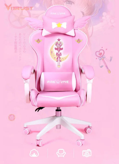 Pink Gaming Chairs for Girl Magic Comfortable Anchor Live Chair Gaming Chair Cute Pink Gaming Chair