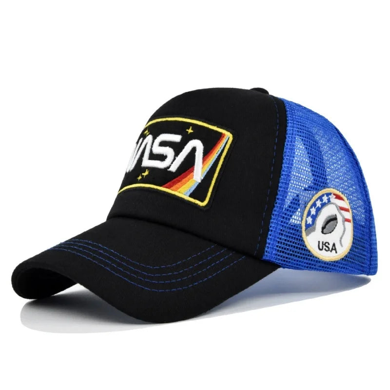 Wysokiej jakości czapka baseballowa 3D z haftem NASA, letnia czapka z siateczki w stylu color block, męska i damska czapka typu duckbill do noszenia na co dzień na świeżym powietrzu