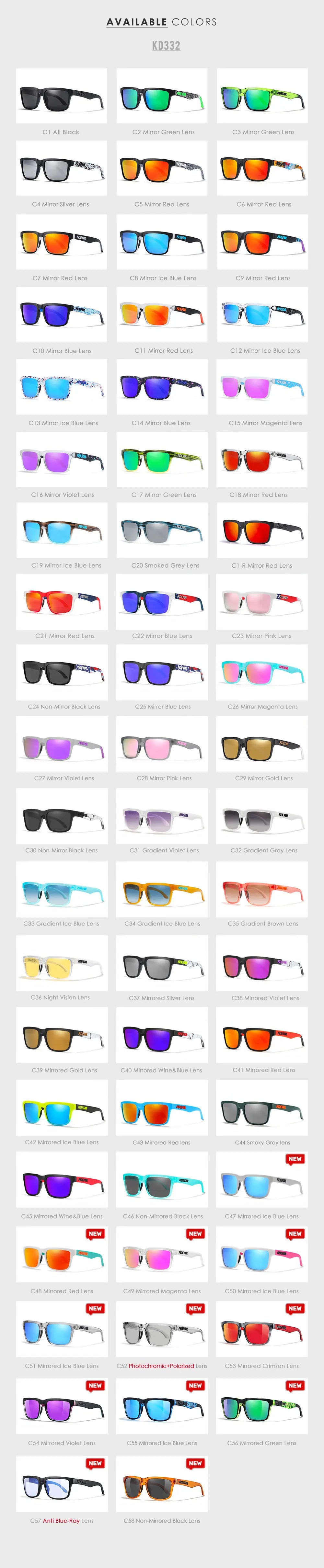 KDEAM Unisex Square Sunglasses Polarized Flash With Stylish Mirrored Pink Sun Glasses New Colors KD332