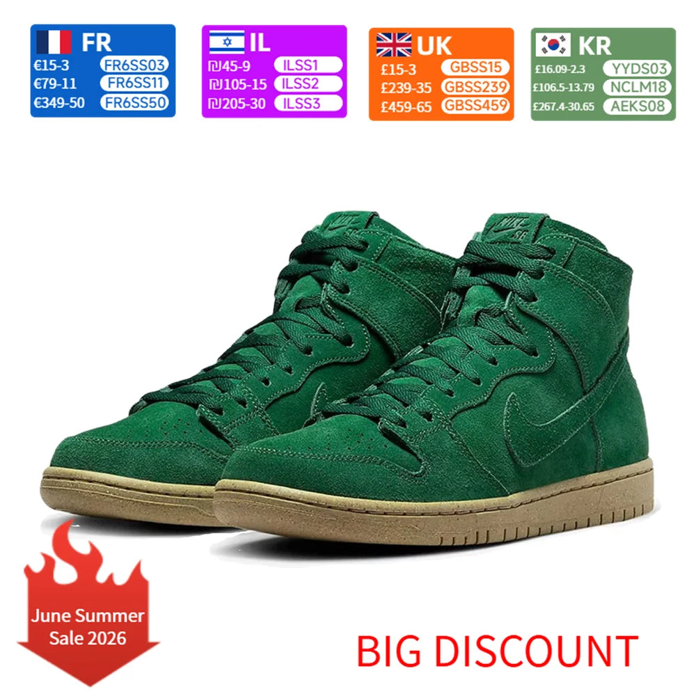 Nike Dunk SB Dunk High – inspirowane stylem retro, modne, antypoślizgowe, wytrzymałe, półwysokie, codzienne trampki DQ4489-300