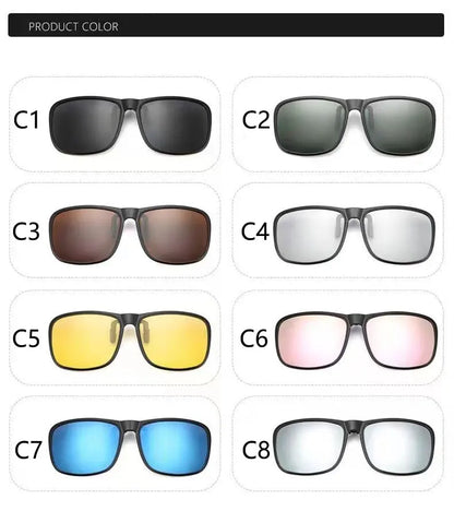 BOYSEEN Polarized Flip Clip Sunglasses Driving Dark UV400 Photochromic Anti Glare Lens Sun Glasses Car Driver Vintage Square