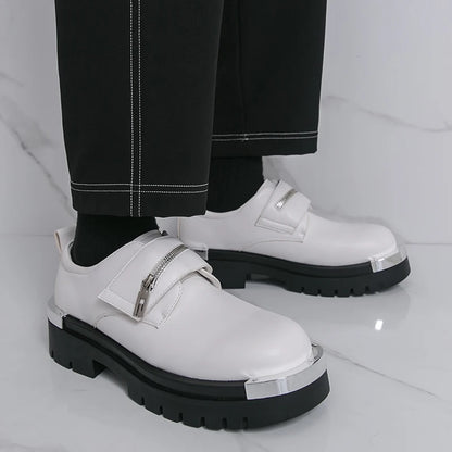 Men's Thick-Soled Leather Shoes Designer's Personalized Style Leisure Party Office Outdoor Fashion Street Black White Shoes