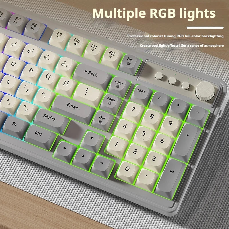 Teclado de escritório gaming EWEADN G98, membrana com retroiluminação arco-íris, USB com fio, externo e silencioso, teclado numérico, design digital