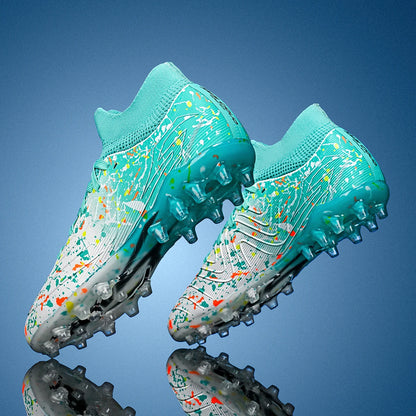 Chaussures de football unisexes AG FG, conception à crampons mixtes anti-casse, cuir synthétique souple, idéales pour les matchs de football amateur le week-end