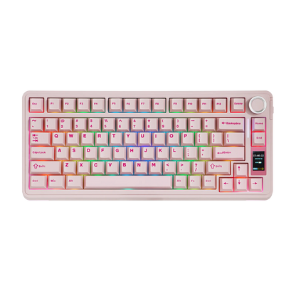 EPOMAKER X AULA EA75 MAX 75% ANSI-US-Layout Hot-Swap-Gasket kabelgebundene/BT/2.4GHz kabellose mechanische Tastatur mit Display & Drehregler