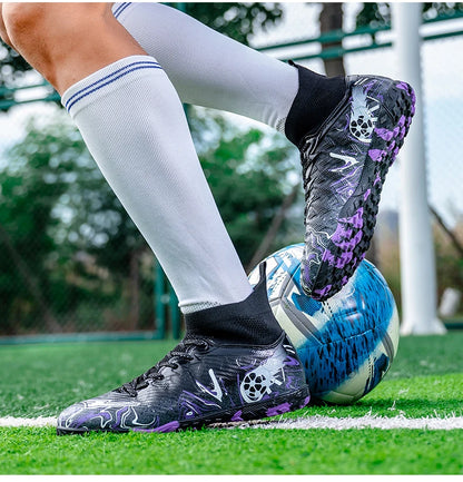 Chaussures de Football pour hommes et femmes, chaussures d'extérieur AG/FG, bottes de Football respirantes, ultralégères, antidérapantes, chaussures d'entraînement de Futsal