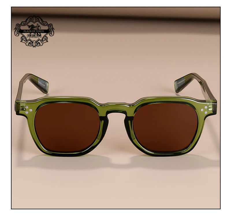 Classics Rivets Style Retro Sun Glasses for Women TR90 Frame Polygon Polarized Sunglasses UV400 Male Black Green 2025 Summer