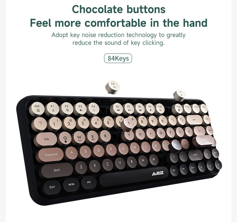 Tastiera wireless Ajazz 308I 18/84 tasti con keycap rotondi, tastiera Bluetooth portatile 2.4GHz con tastierino numerico per tablet, laptop e Android