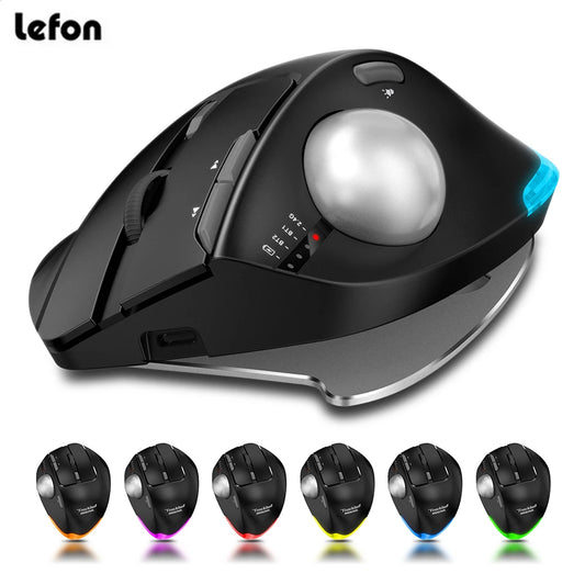 Lefon F33/F26C/F35B Trackball Mouse/Bluetooth Ergonomic Mouse 2.4G Wireless Rechargeable Rollerball Mice for PC Office Drawing