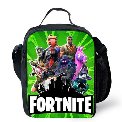 Fortnite-Cartoon-Lunchbag, tragbare isolierte Lunchbag, wiederverwendbare Tasche zur Aufbewahrung von Lebensmitteln, geeignet für Kinder und Schüler.
