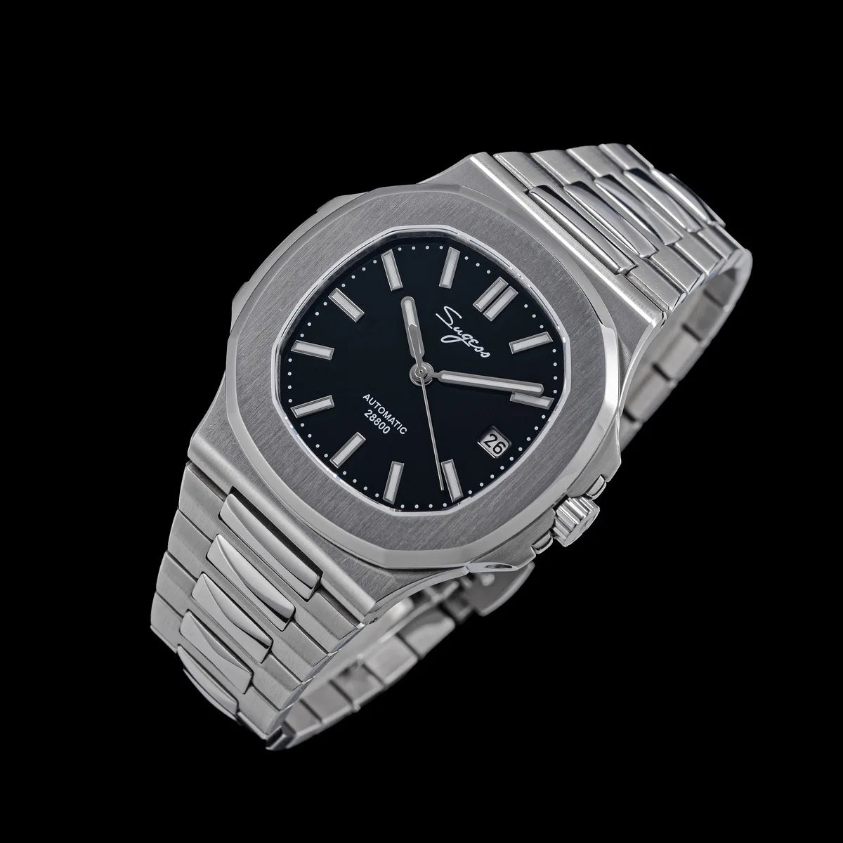 Orologio da uomo Sugess automatico meccanico da polso, movimento Miyota 9015, quadrante MOP, luminoso, impermeabile 5bar, bracciale di lusso S466