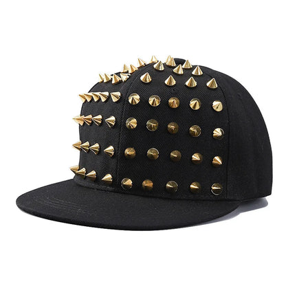 1pc Hip Hop Y2K Style Street Baseball Cap,Personalized Fashion Rivet Duck Tongue Driver Caps Street Dance Flat Edge Skull Caps