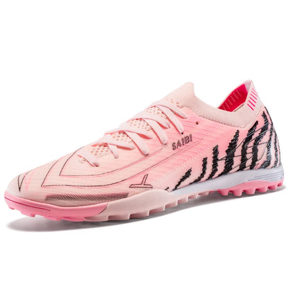 Chaussures de football TF pour hommes, tige en PU flexible, semelle en caoutchouc résistante à l'usure, crampons de football unisexes pour jouer sur terrain synthétique en extérieur.