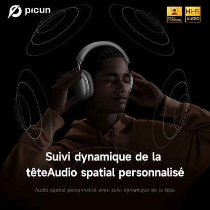 Auscultadores Sem Fios Picun F8 Pro ANC com Seguimento da Cabeça, Áudio Espacial 3D, ANC -52dB, Auscultadores Bluetooth HIFI com Microfone HD ENC, Baixa Latência e APP