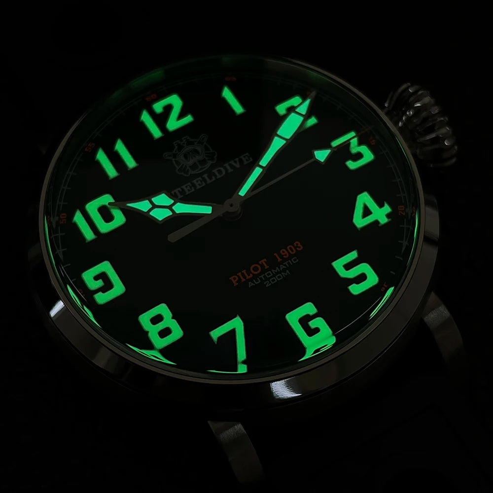 STEELDIVE SD1903 Big 46.5mm Steel Case C3 Luminous 200M Waterproof Sapphire Glass with AR Coating NH35 Mechanical Men Watches