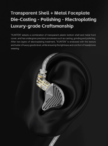 GK KUNTEN Earphones New Generation Dynamic Driver Unite Headests Hifi Music Earbuds DJ Headphones